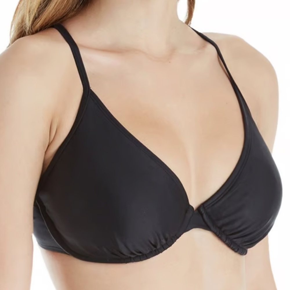 BODY GLOVE Women's black Smoothies Solo Solid Underwire Bikini swim Top DD Cup